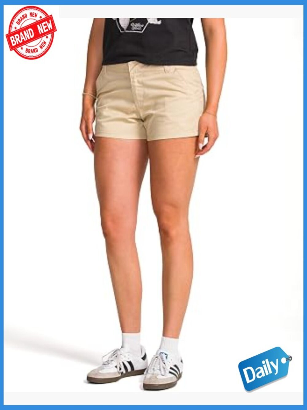 Cotton-Twill Chino Shorts Low-Rise 3" Inseam Trouser Pockets Straight Fit